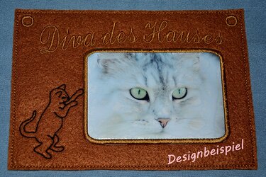 Ith Stickdateien Foto-Rahmen Katze für den 13x18 Rahmen - Sticken