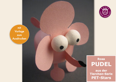 Rosa Pudel lustiges PET-Pet, Upcycling - Basteln