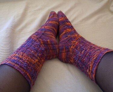 Knitted socks "Ribs and Stairs" - Knitting