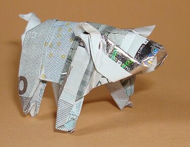 Origami Geldschein Schwein (***) - Basteln