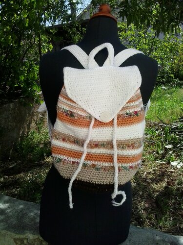 Striped boho backpack crochet pattern