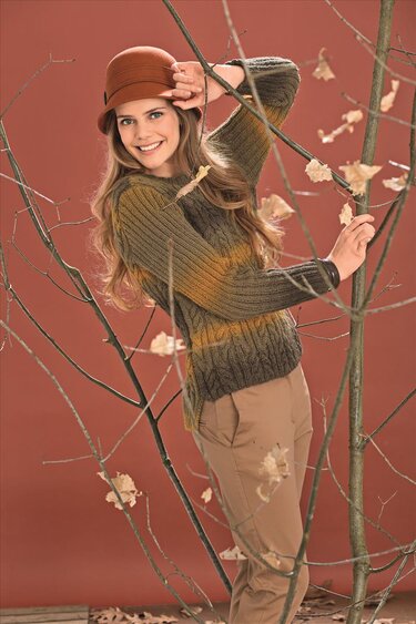 Strickanleitung Zopf-Rippenpulli mit verkürztem Vorderteil - Bild 2