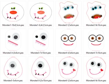 Monster ITH Anhänger + Kissen Stickdatei  in 6cm und 10cm - Sticken