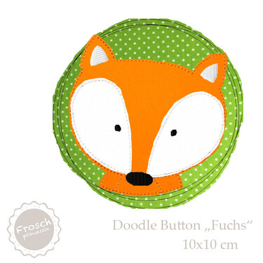 Fuchs, Doodle Button, 10x10 cm - Sticken