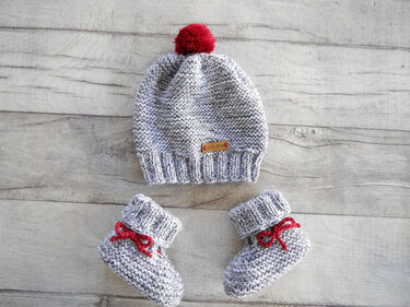Strickanleitung - Babyset BASIC - Mütze, Schal, Lätzchen, Schuhe – No.168S