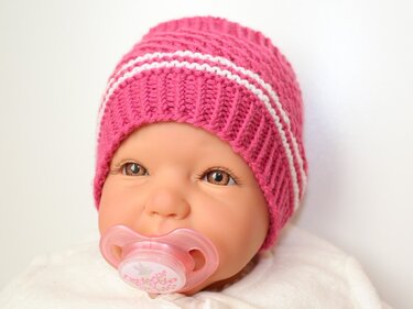 Strickanleitung Babymütze, Baby-Mütze, Sternchenmuster, ca. 2 - 6 Monate
