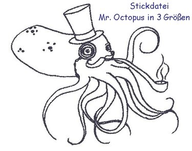 Stickdatei Mr. Octopus in 3 Größen - Sticken