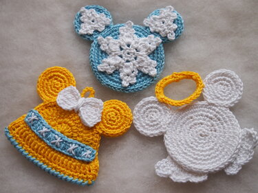 Christmas Bell, Angel and Snowflake Mickey - Crochet