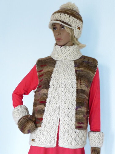 Mod. 027 - Häkelanleitung Winterset 1 mit Zopfmuster - passend zum Pullunder (Mod. 026) - Bild 5
