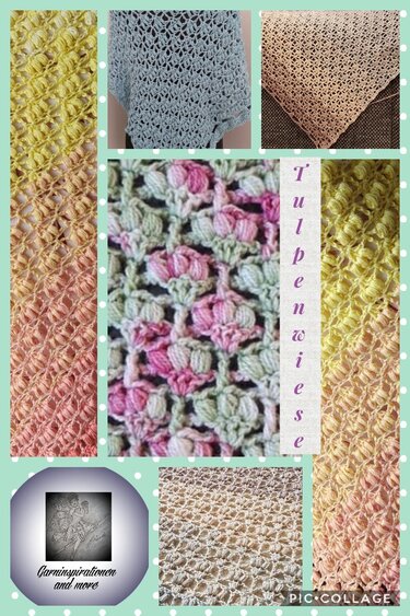 Tulpenwiese - ein asymmetrisches Tuch - Häkeln
