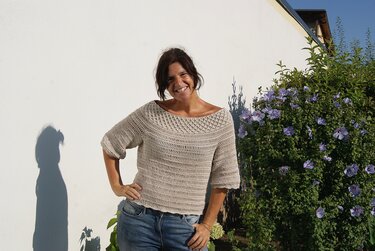 Häkelpulli CARMEN (Gr. S/M, L/XL, leicht an alle Größen anzupassen) - Häkeln