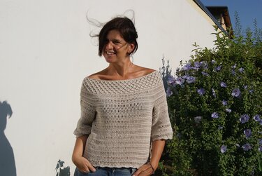 Häkelpulli CARMEN (Gr. S/M, L/XL, leicht an alle Größen anzupassen) - Bild 10