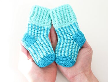 Baby- & Kindersocken "Fresh" (Gr. 0 M. bis 4 J., zwei- oder einfarbig) - Häkeln