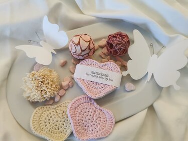 Kosmetikpads Herz - Häkeln