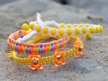 Armbandset "Sunshine" - gekn&uuml;pfte Armb&auml;nder - Basteln