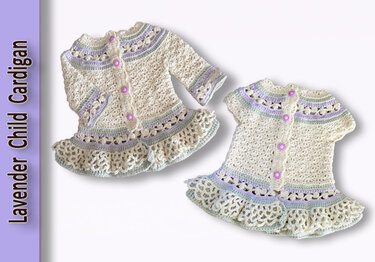 Lavender Child Dress and Cardigan  (Birth - 8years) - Crochet