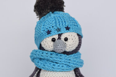 Haekelicious Pinguin mit Korbmustermütze und Eiswürfel - Häkeln