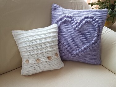 Häkelanleitung Herz- und Katzenkissen