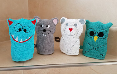 Stickdatei Waschlappen 4er Set  13 cm x 18 cm - Sticken