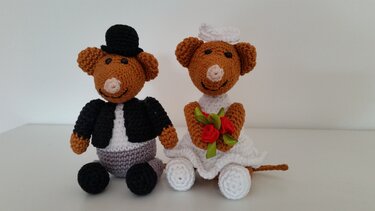 Häkelanleitung - Mäusepaar "Braut und Bräutigam"