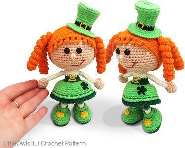 183 Crochet Pattern - Girl Doll in a St Patrick Leprechaun outfit - Amigurumi PDF file by Stelmakhova CP