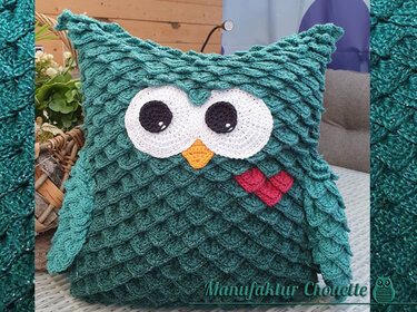 Chouette - Eulenkissen mit beweglichen Augen - Häkeln