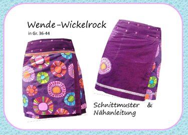 Nähanleitung, Schnittmuster Wenderock / Wickelrock Gr. 36-44