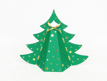 Tannenbäumchen mit Goldschleife – Bastelanleitung mit Vorlagen