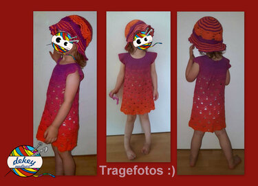 Kleid im Fächermuster Gr. 98/104 - leicht in andere Größen abwandelbar (mit Erklärung) - Häkeln