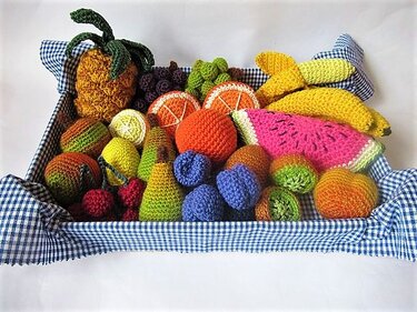 Häkelanleitung Bunte Obstkiste - Häkeln