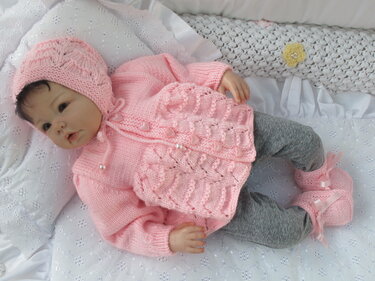 Strickanleitung Babygarnitur Sonia Gr. 56/62 3-teilig