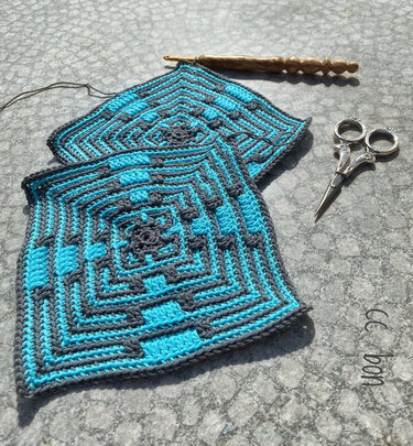 Pattern Mosaic square cc-Moulin - Crochet