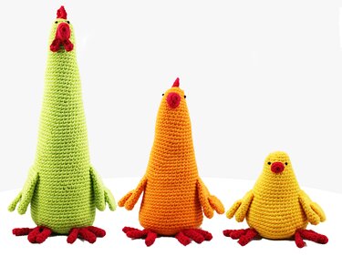 Chickens Trio - 3 sizes - Crochet Pattern