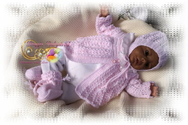 Strickanleitung f&uuml;r Baby's u. Reborns Modell Pia Gr. 48 - 54 3-teilig