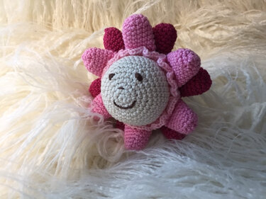 crochet pattern baby rattle little flower