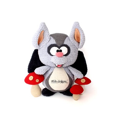 Bat with toadstools - Crochet