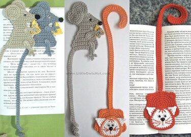 024 Crochet Pattern - Cat and MousE-Bookmarks or decor - Amigurumi PDF file by Zabelina CP
