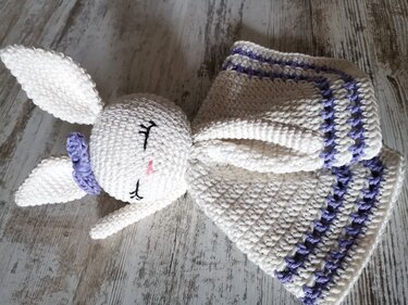Häkelanleitung Kuscheltuch  Häschen Schleifchen