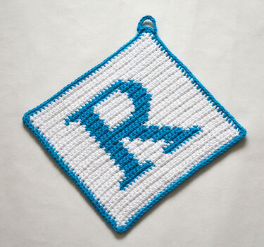 Letter "R" Potholder Crochet Pattern - for beginners