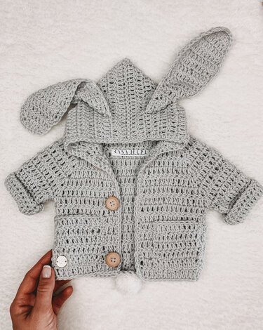 Baby Cardigan with Bunny Ears LOU LOU - Crochet