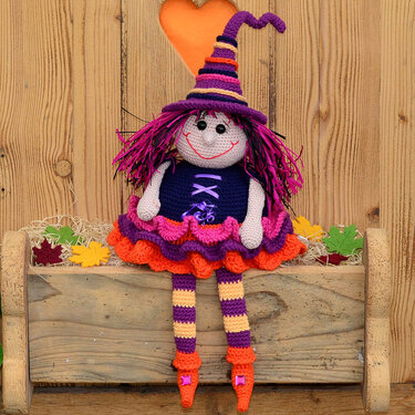 Hexe Pummel Kantenhocker Türstopper Halloween Herbst Deko - Häkeln