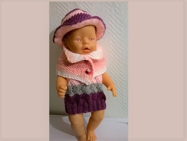 Longpulli für Baby-Puppe, 43 cm - Stricken