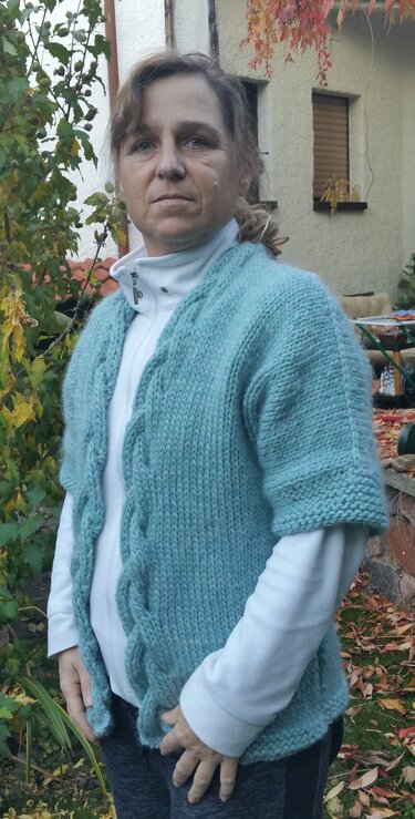 Trio "Eisblau" - Jacke (38-40), Stirnband, Schal - schnell und einfach gestrickt - Bild 8