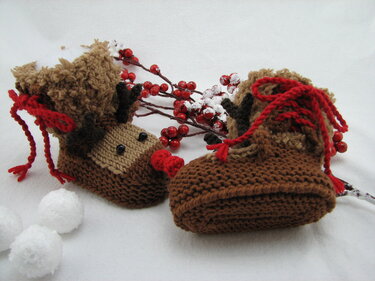 Strickanleitung Babystiefelchen "Rudi Rudolph" in 4 Größen