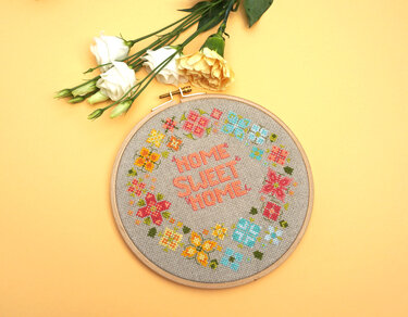 Stickvorlage PDF "Blumenkranz" Download Vorlage im Kreuzstich - Sticken