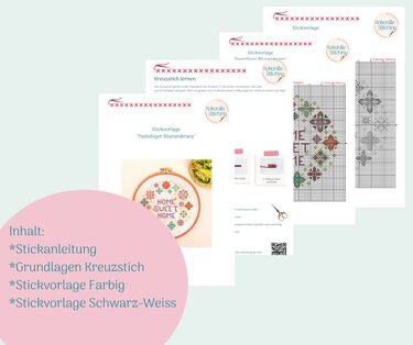 Stickvorlage PDF "Pastelliger Blumenkranz" Download Vorlage Kreuzstich - Bild 8