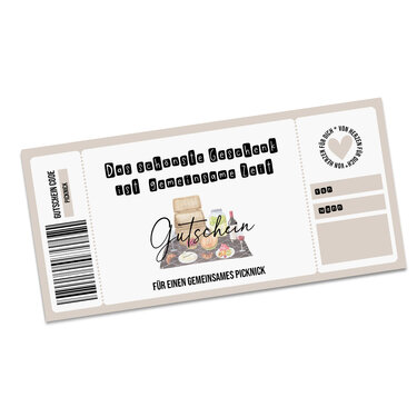 Gutschein zum Ausdrucken PICKNICK digitale Datei Gutschein DOWNLOAD - Basteln