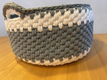 2-farbiger Wollkorb / Utensilo in 2 Größen mit & ohne Henkel (19cm & 23cm) - Häkeln