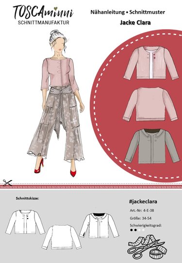 Pattern Ladies Blazer Jacket Clara Size 34-54 incl. Sewing Instructions