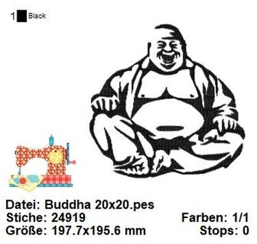 Buddha Stickdatei, Namaste Stickdatei in 3 Größen, Zen, Buddhismus Design - Sticken